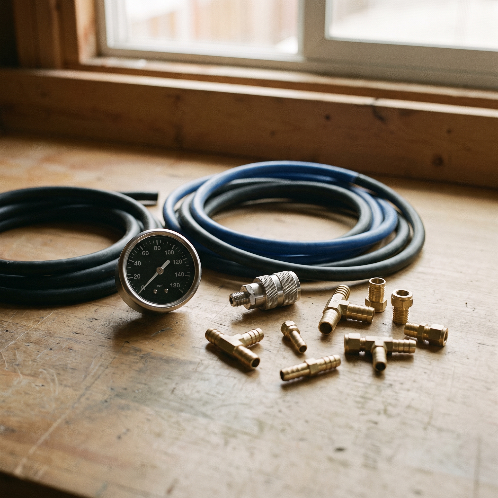 Boost gauge, silicone vacuum line, controller, and fittings for a Ford boosted build