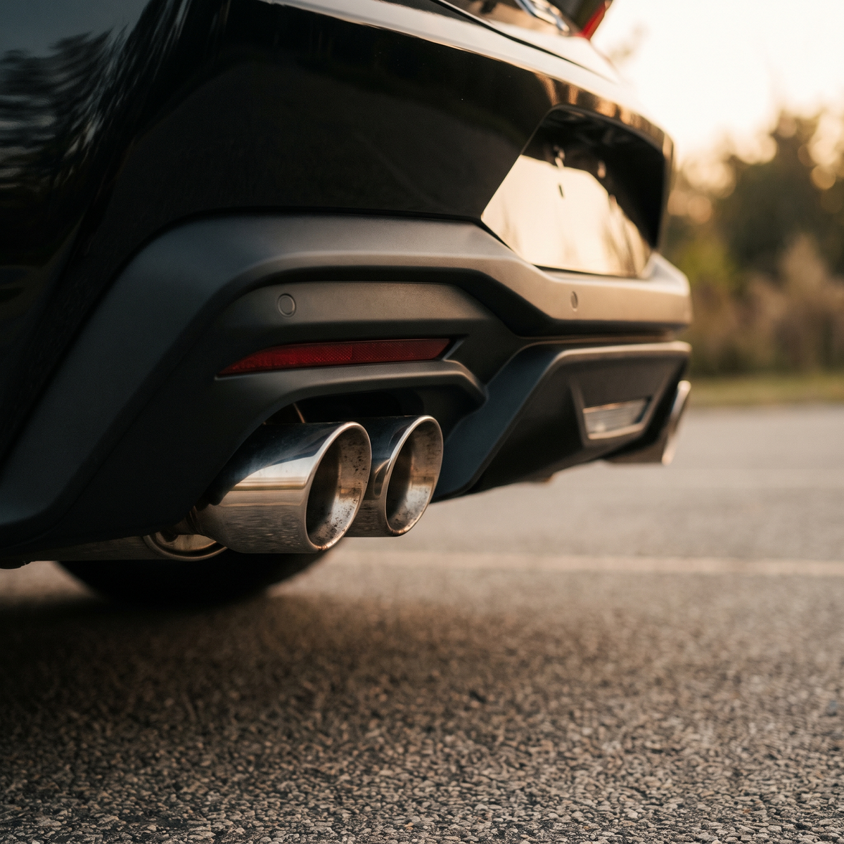Black 2024+ S650 Ford Mustang GT rear with quad axle-back exhaust tips