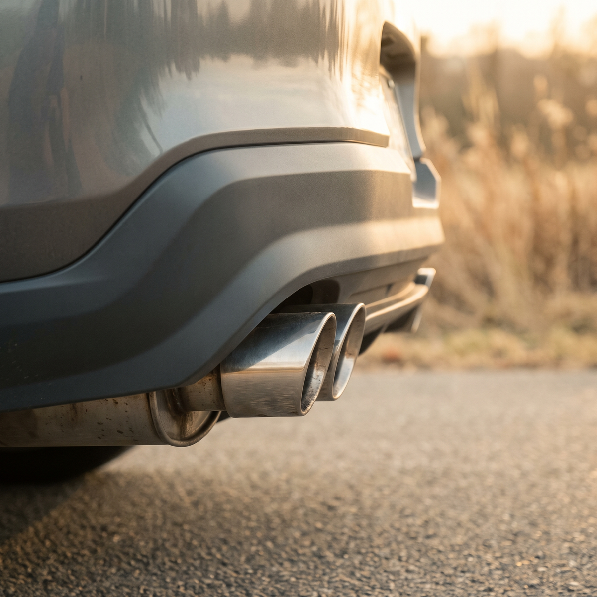 Grey 2011-2014 S197 Ford Mustang GT rear with axle-back exhaust tips
