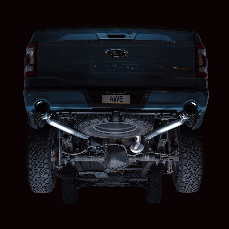 AWE Tuning AWE Tuning 2021+ Ford F-150 Tremor (w/ Bumper Cutouts) 0FG Non-Resonated Catback -Diamond Black Tips, installed