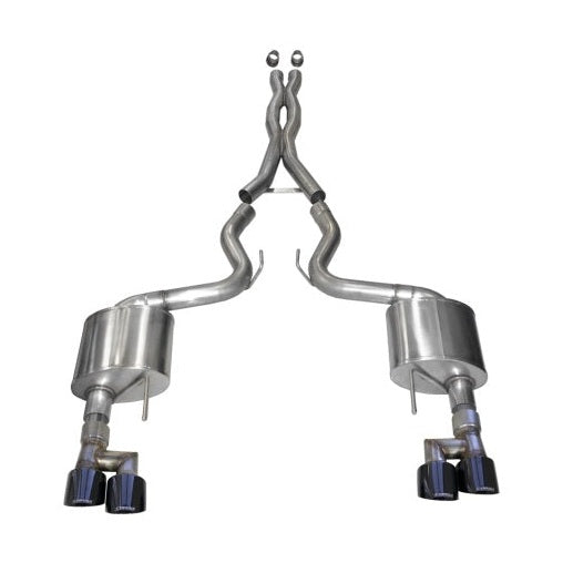 CORSA Performance Corsa 18-23 Ford Mustang 5.0L V8 3in Sport Cat-Back Dual Rear Exit w/ 4in Black PVD Pro-Series Tips