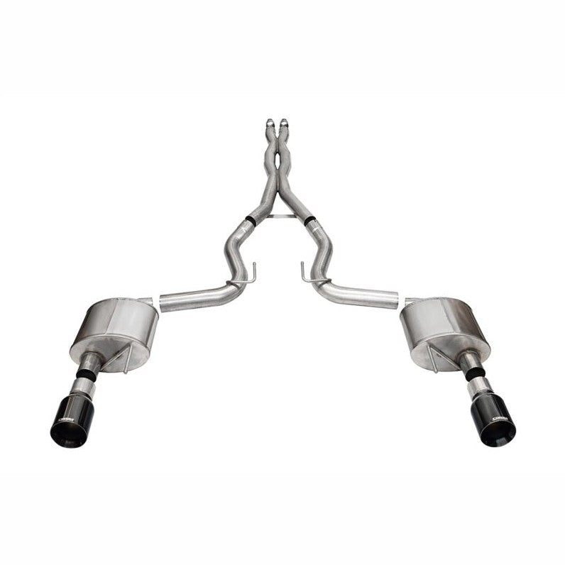 CORSA Performance Corsa 24+ Ford MustangGT Xtreme Cat-Back Ex.Sys 3.0in Dual Rear Exit w/4.5in Blk PVD StraightCut Tip