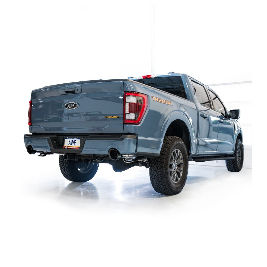 AWE Tuning AWE Tuning 2021+ Ford F-150 Tremor (w/ Bumper Cutouts) 0FG Non-Resonated Catback -Diamond Black Tips, installed