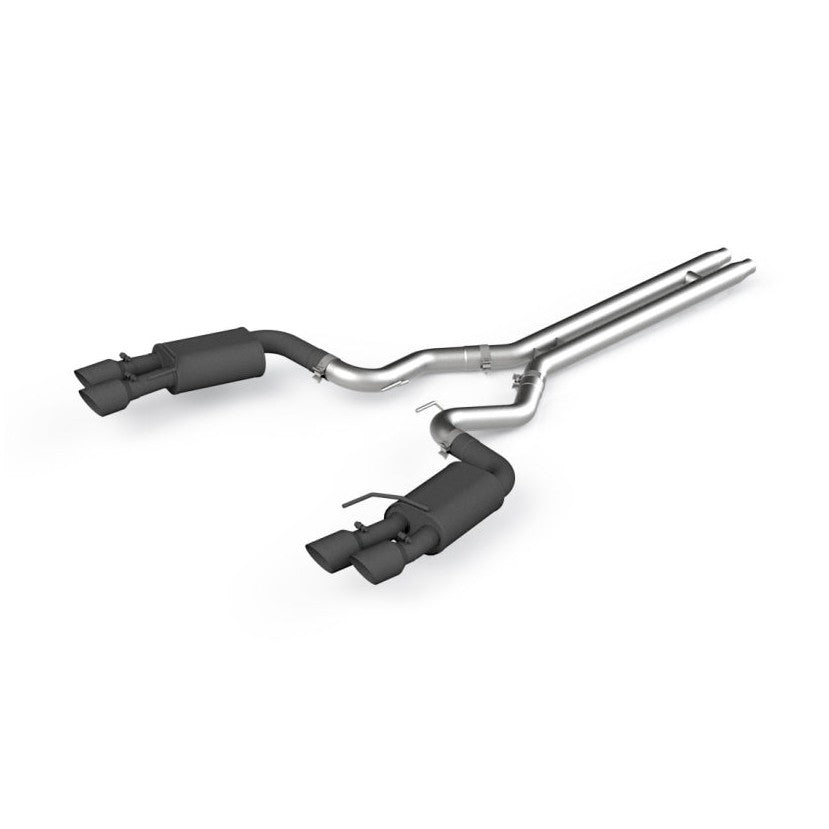 MBRP MBRP 18-19 Ford Mustang GT 5.0 3in Dual Split Rear Cat Back w/ Quad 4in Dual Wall Tips- Black Coated