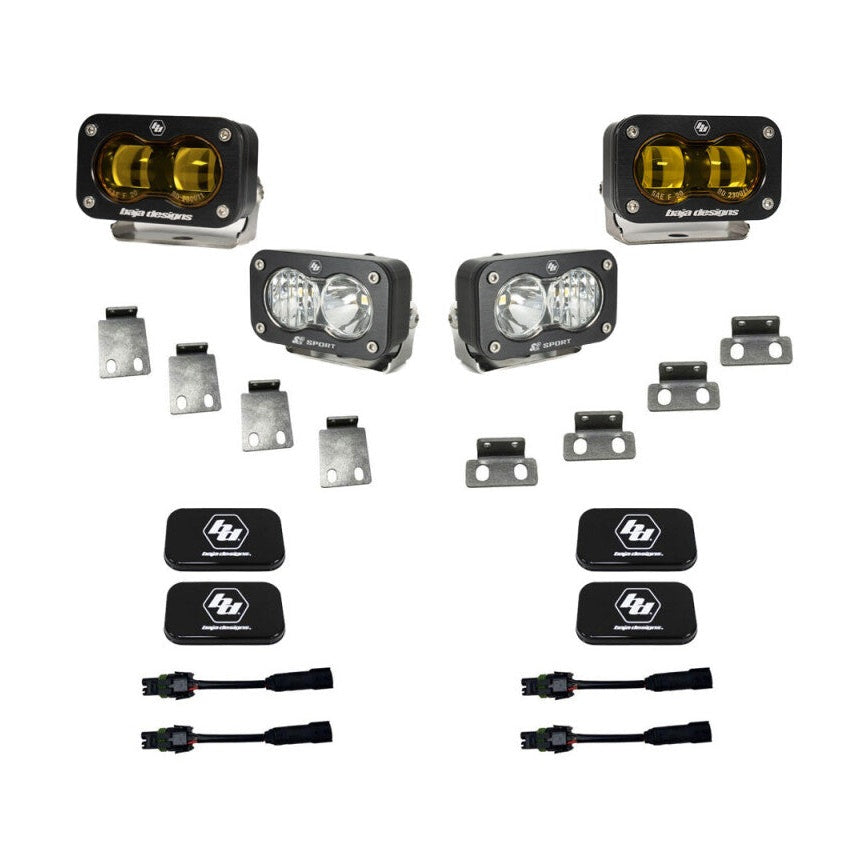 Baja Designs Baja Designs 21+ Ford Raptor/22+ Bronco S2 SAE Pro Fog Pocket Light Kit Clear/Amber