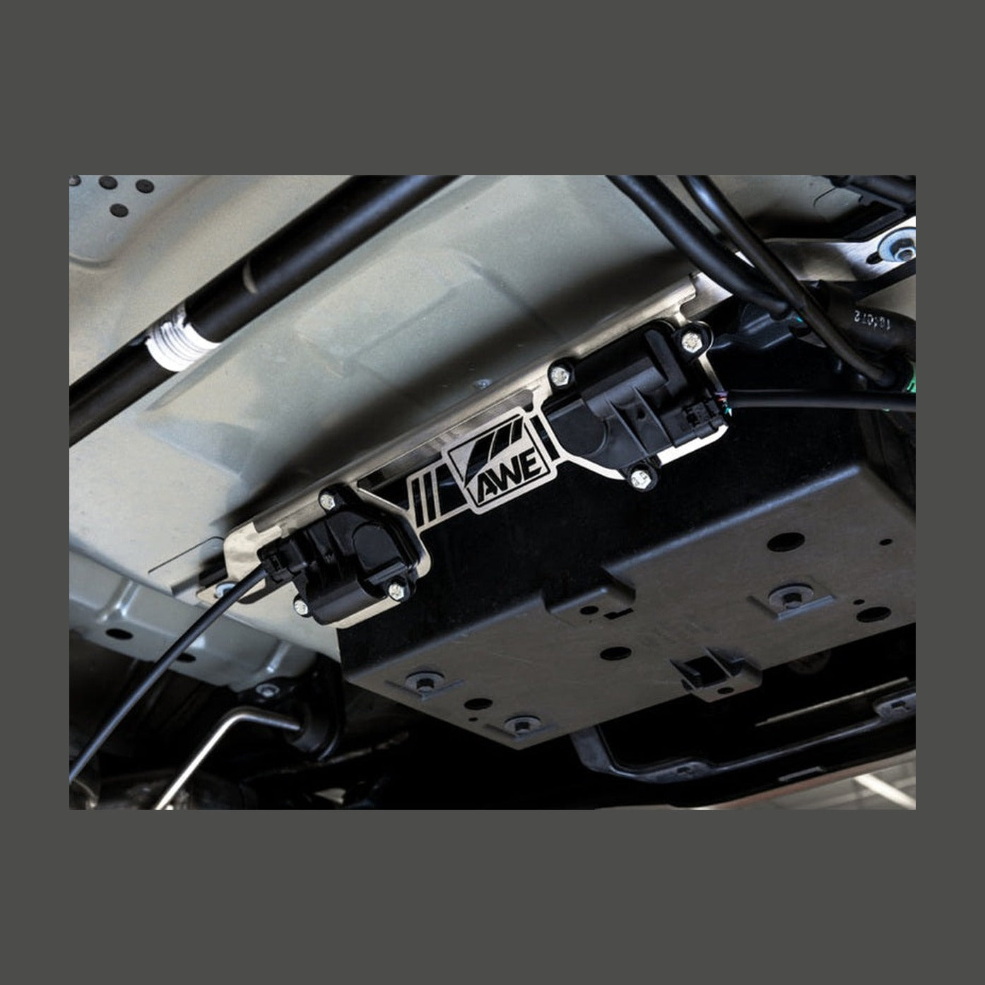 AWE Tuning AWE 2018+ Ford Mustang GT Valve Motor Bracket (for Models with Active Valve Performance Exhaust), installed