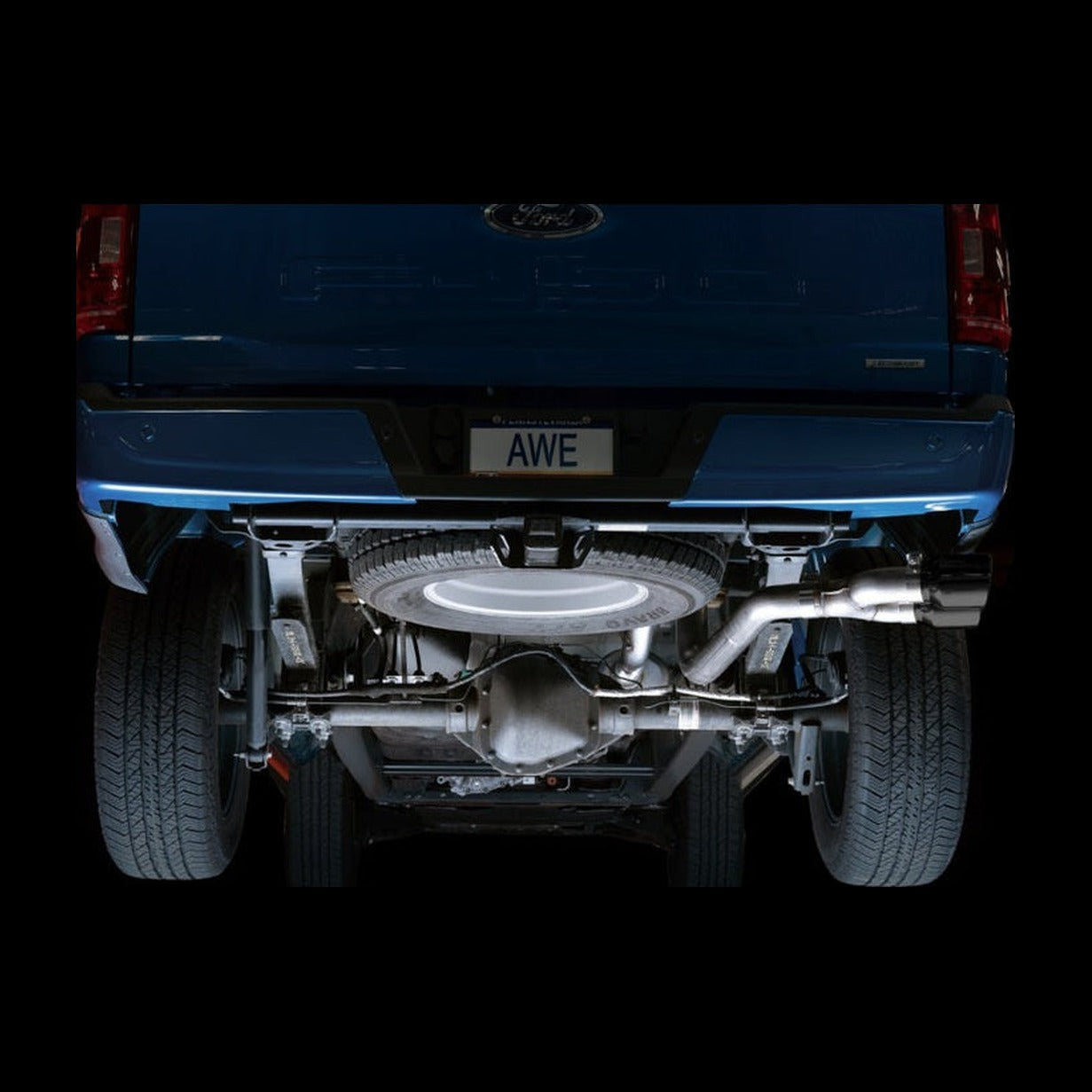 AWE Tuning AWE 21+ Ford F150 Dual Side Exit Cat-Back Exhaust - 4.5in Diamond Black Tips *For Stock Y-Pipe Only, installed