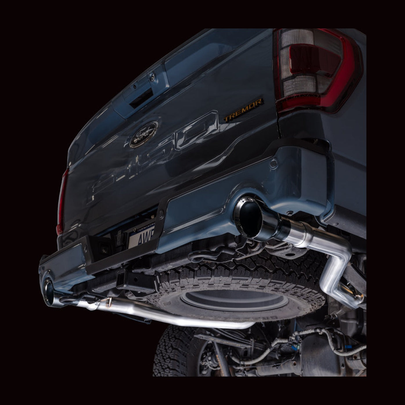 AWE Tuning AWE Tuning 2021+ Ford F-150 Tremor (w/ Bumper Cutouts) 0FG Non-Resonated Catback -Diamond Black Tips, installed
