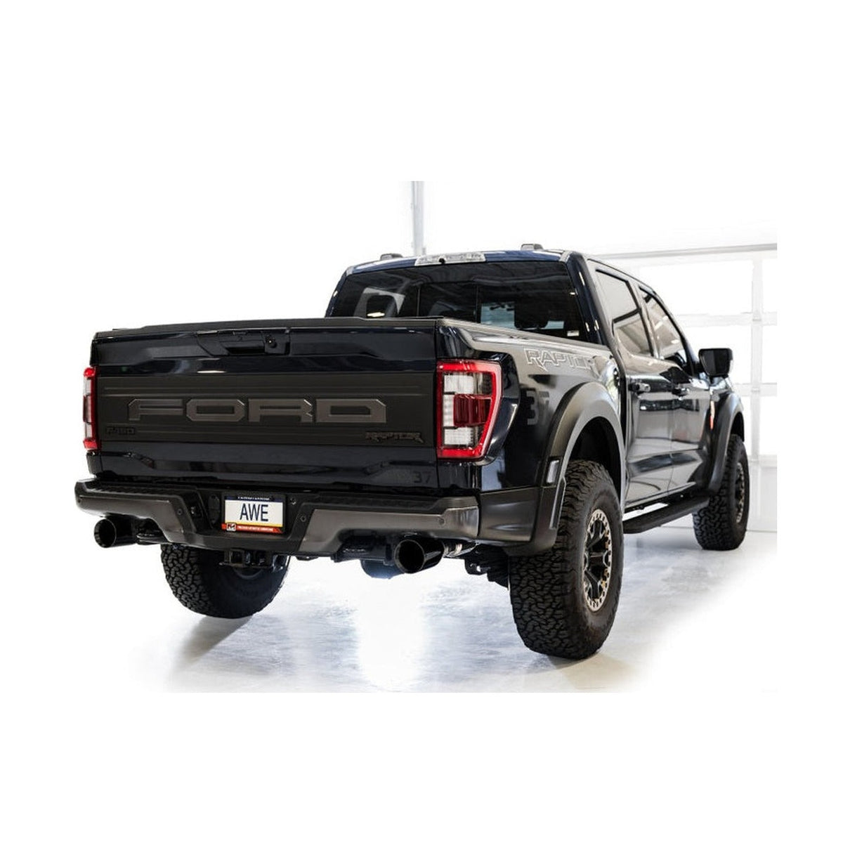 AWE Tuning AWE Tuning Gen 3 Ford Raptor SwitchPath Exhaust - Diamond Black Tips, installed