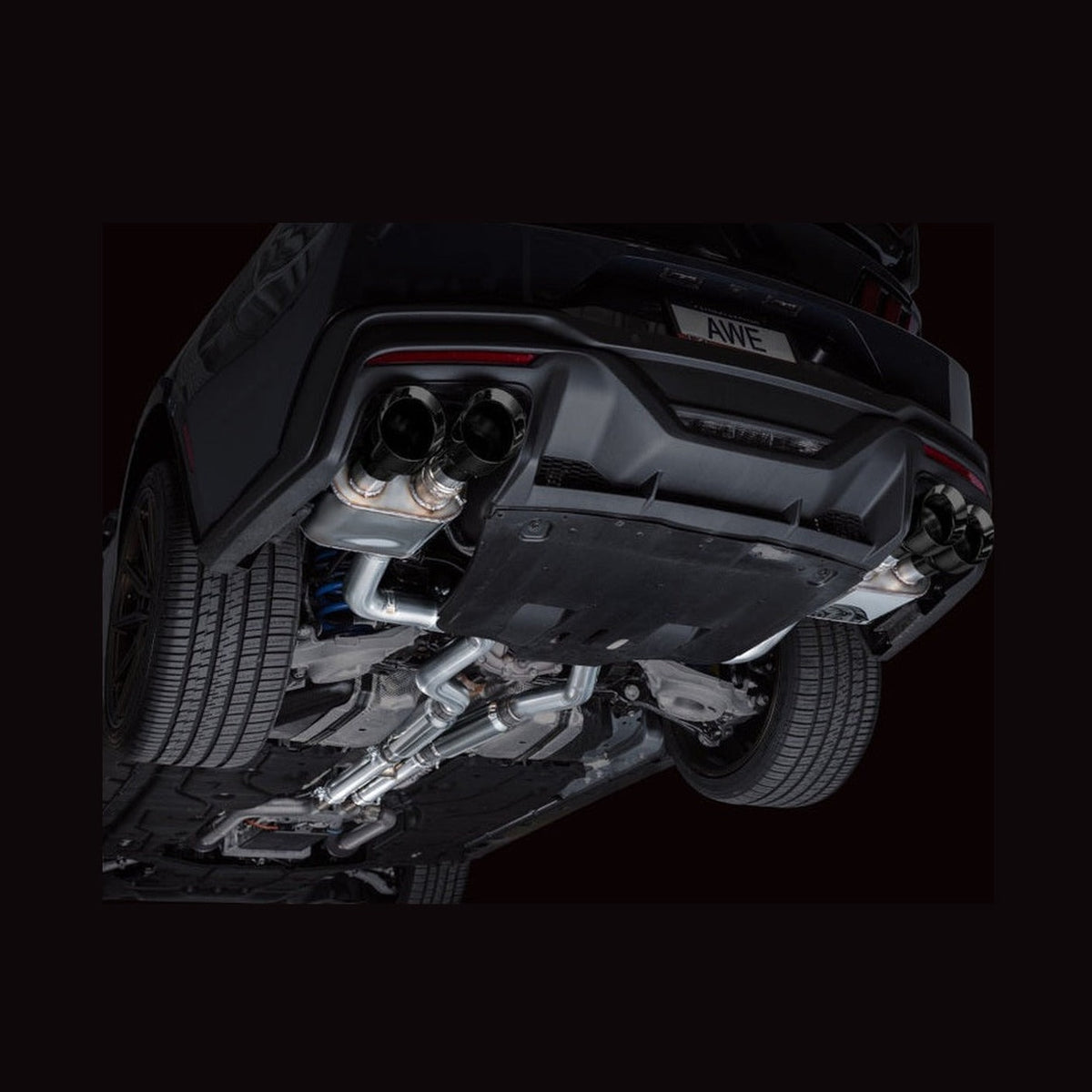 AWE Tuning AWE 2024 Ford Mustang Dark Horse S650 RWD SwitchPath Cat-Back Exhaust w/ Quad Diamond Black Tips, installed
