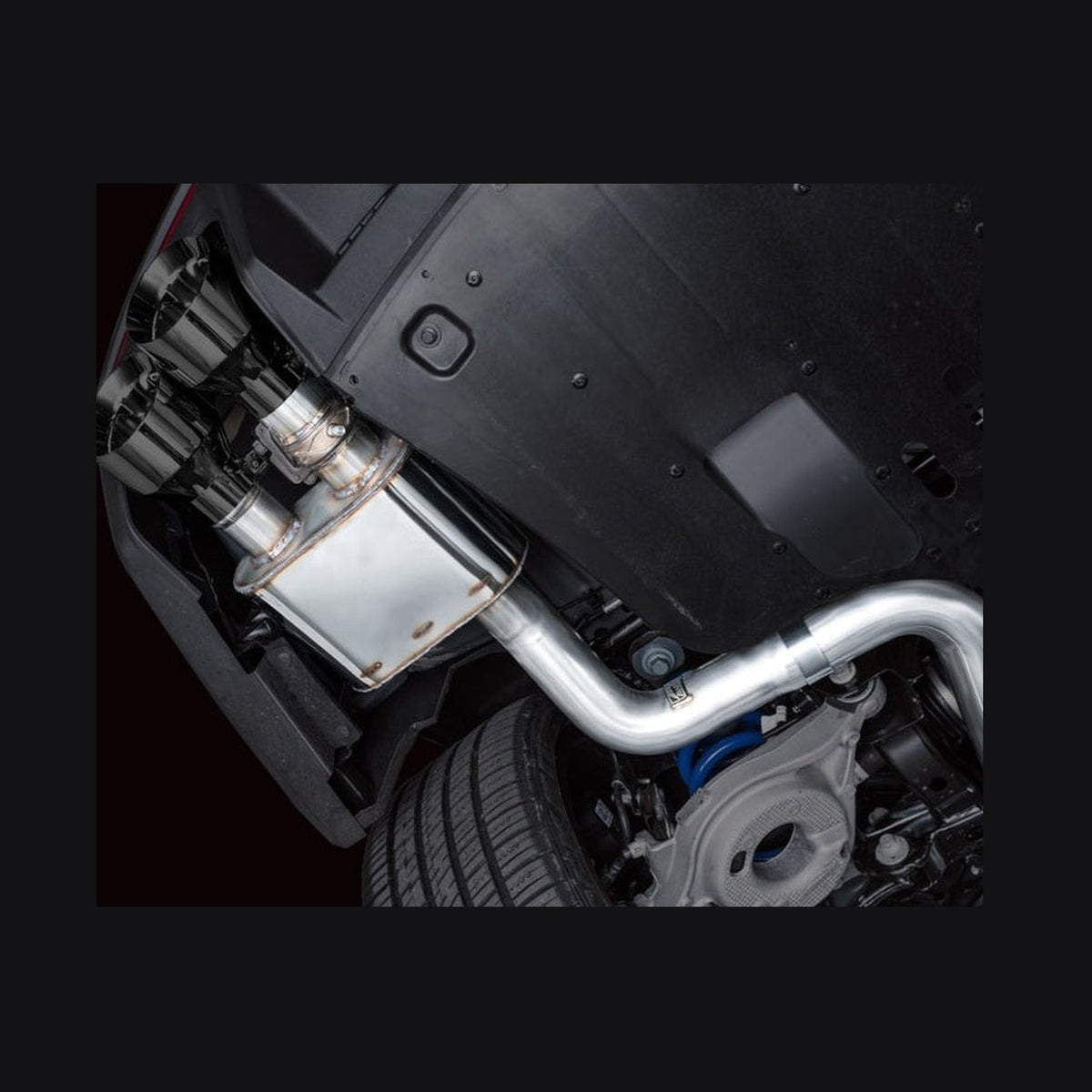 AWE Tuning AWE 2024 Ford Mustang Dark Horse S650 RWD SwitchPath Cat-Back Exhaust w/ Quad Diamond Black Tips, installed