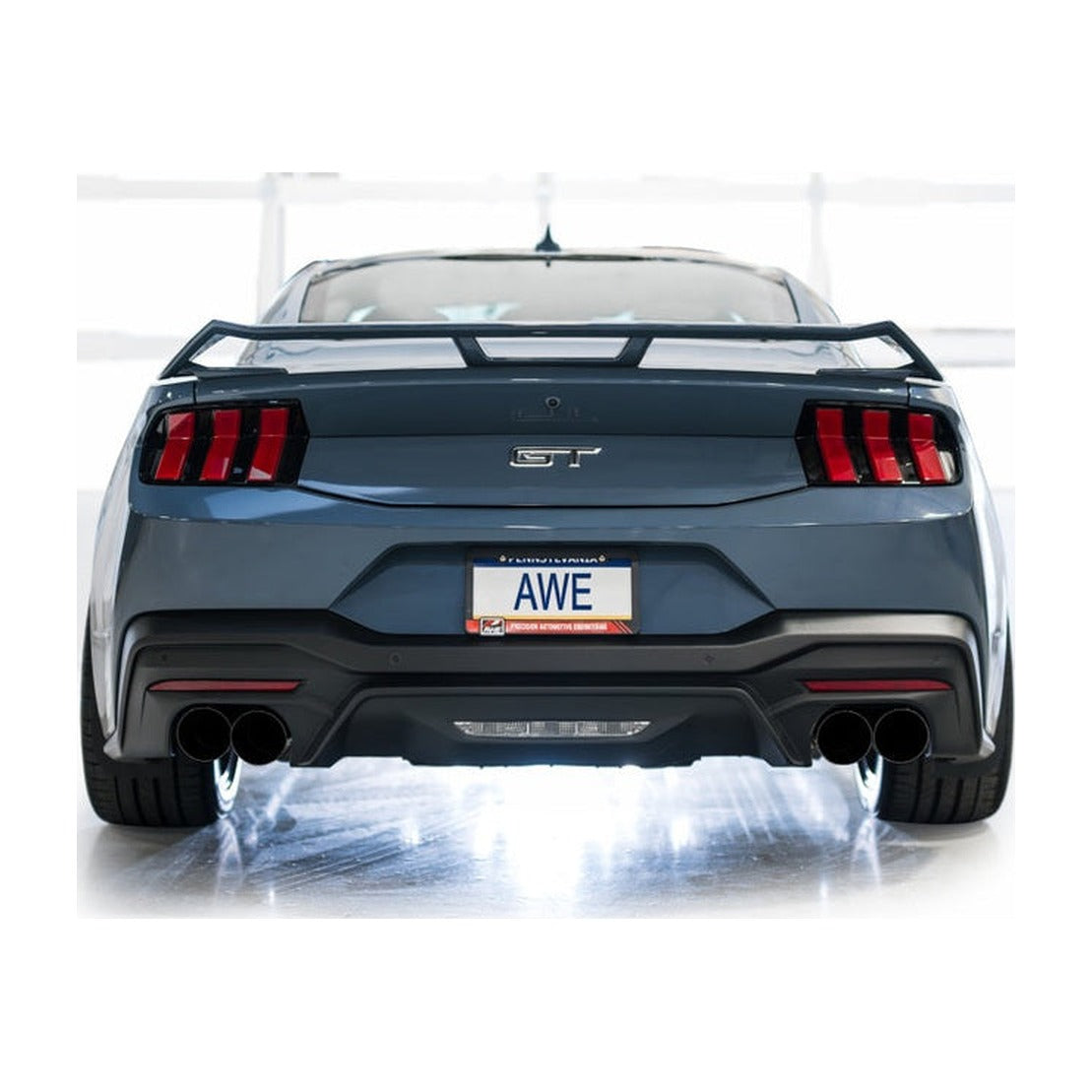 AWE Tuning AWE 2024 Ford Mustang GT Fastback S650 RWD SwitchPath Cat-Back Exhaust w/ Quad Diamond Black Tips, installed