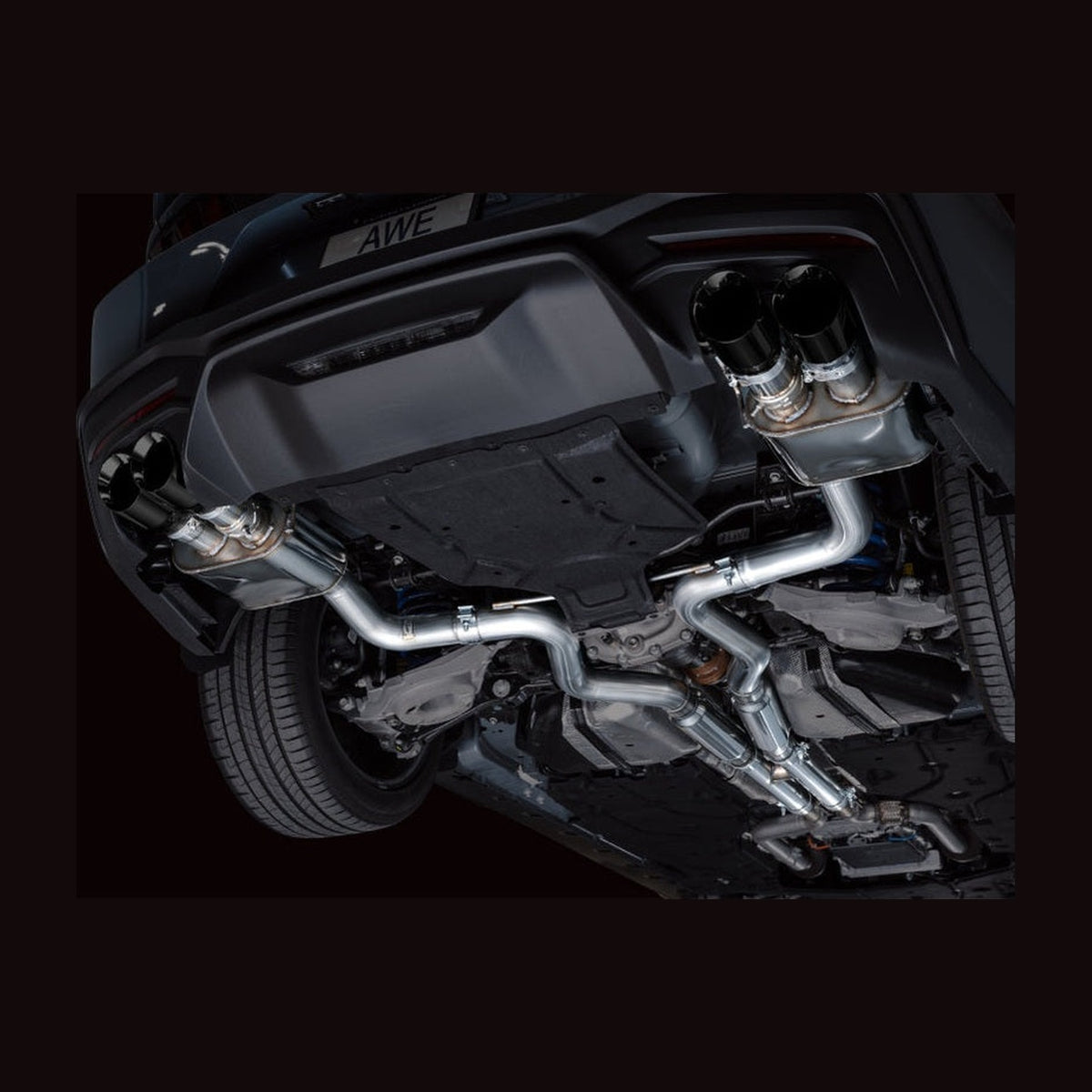AWE Tuning AWE 2024 Ford Mustang GT Fastback S650 RWD SwitchPath Cat-Back Exhaust w/ Quad Diamond Black Tips, installed