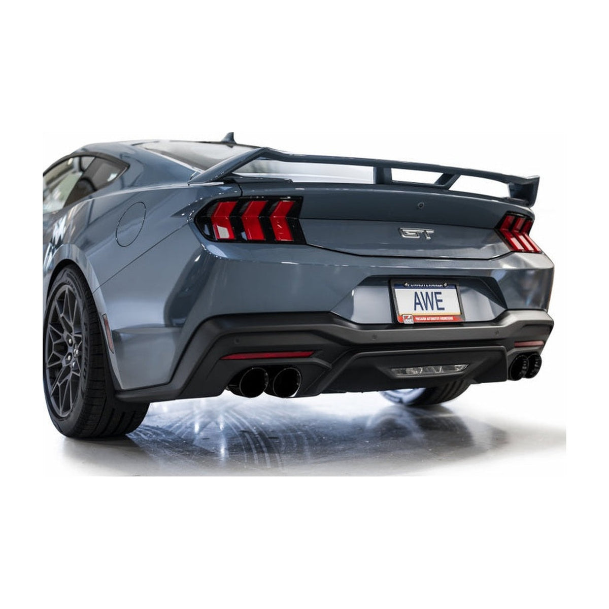 AWE Tuning AWE 2024 Ford Mustang GT Fastback S650 RWD SwitchPath Cat-Back Exhaust w/ Quad Diamond Black Tips, installed