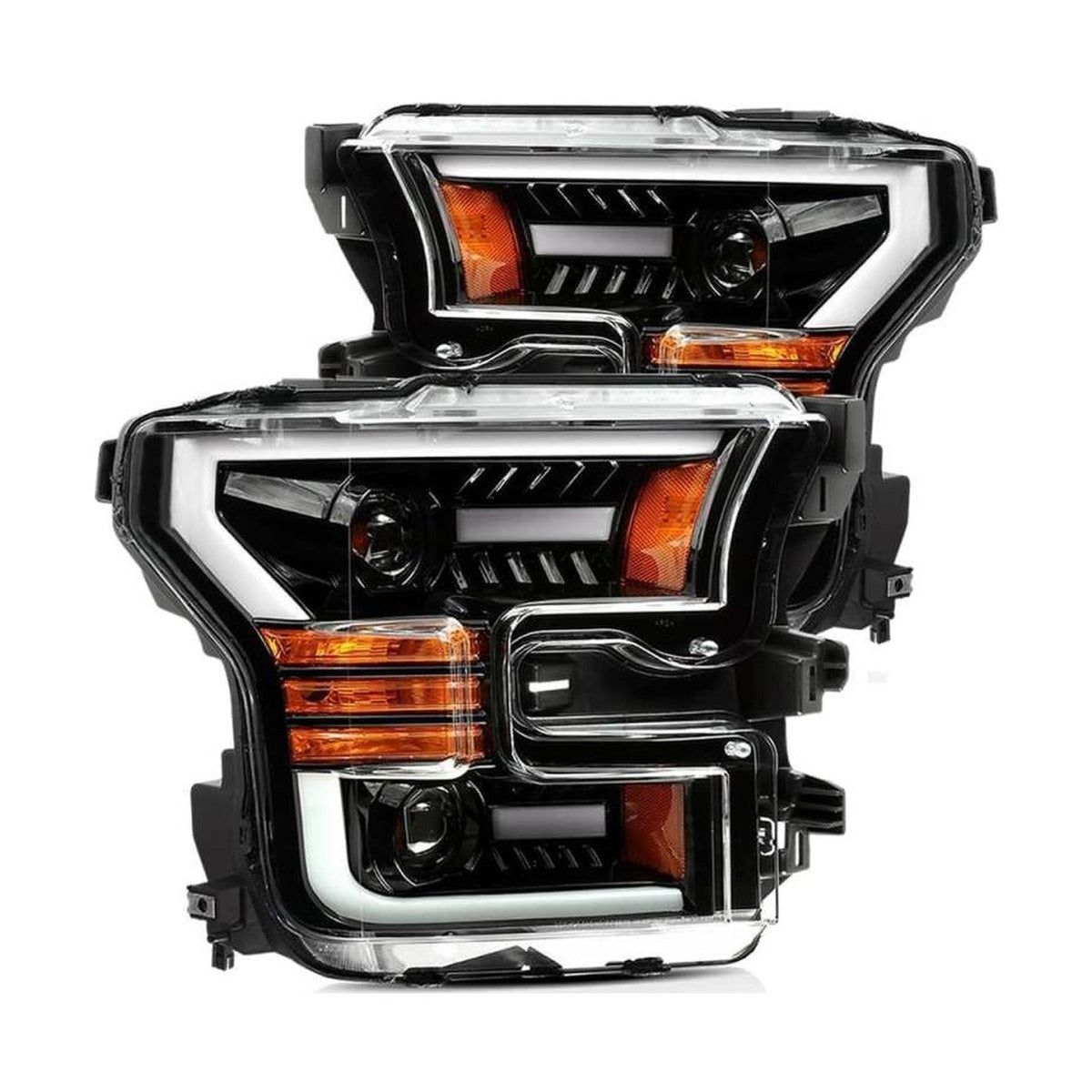 AlphaRex AlphaRex 15-17 Ford F-150 PRO-Series Proj Headlights Plank Style Gloss Blk w/Activ Light/Seq Signal