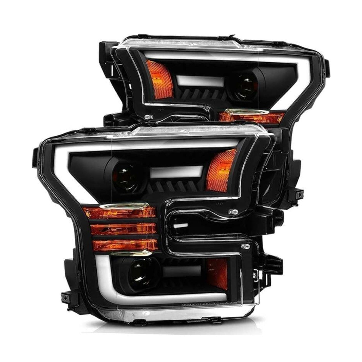AlphaRex AlphaRex 15-17 Ford F-150 LUXX LED Projector Headlights Plank Style Black w/Activ Light/DRL