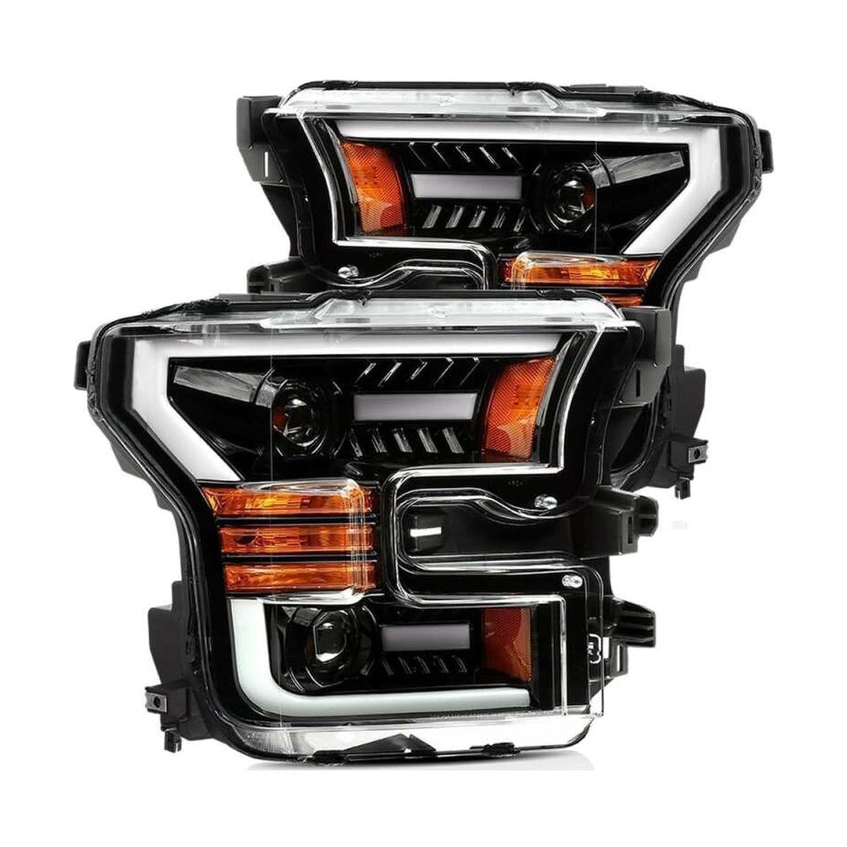 AlphaRex AlphaRex 15-17 Ford F-150 LUXX LED Projector Headlights Plank Style Alpha Blk w/Activ Light/DRL