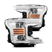 AlphaRex AlphaRex 18-20 Ford F-150 LUXX LED Proj Headlights Plank Style Chrome w/Activ Light/DRL