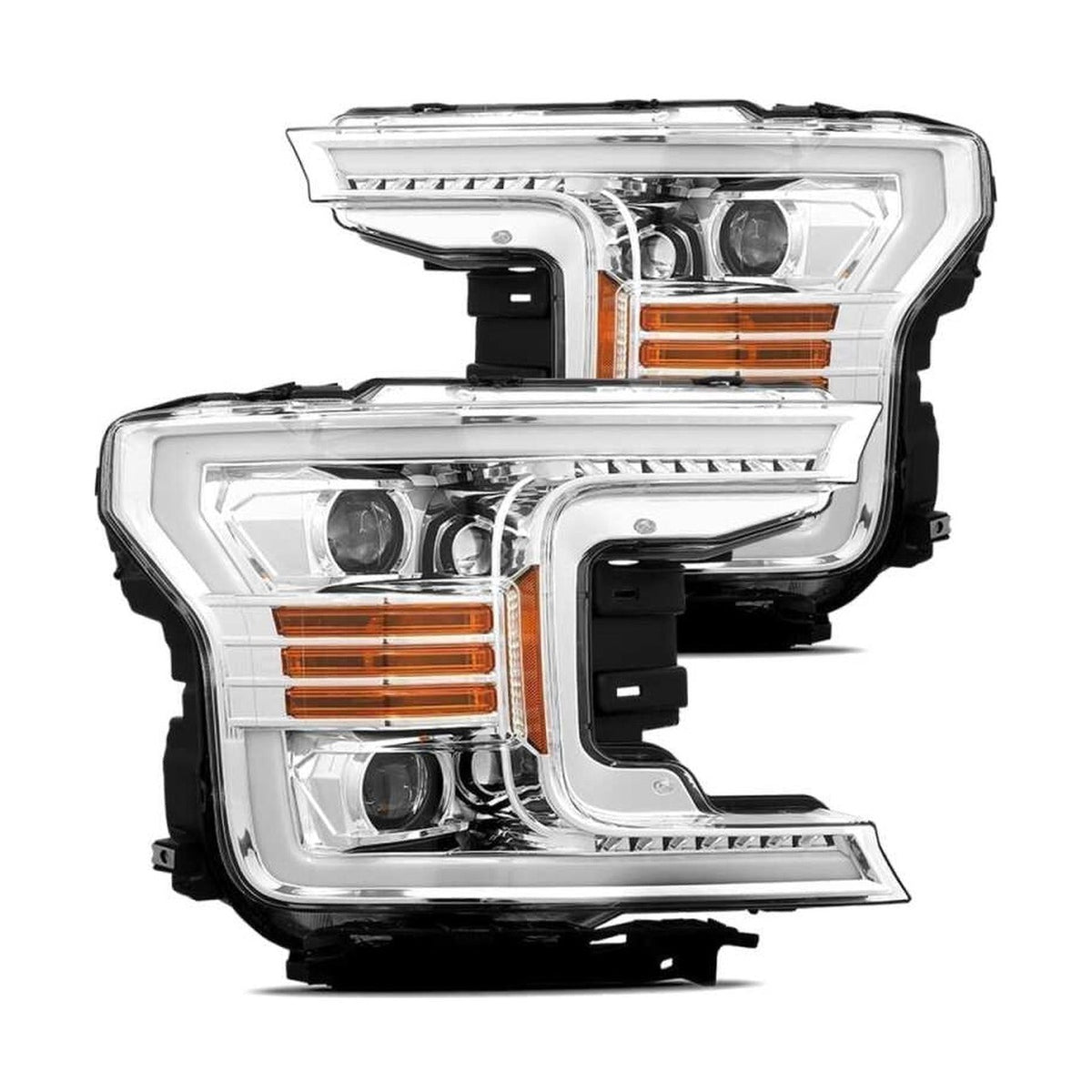 AlphaRex AlphaRex 18-20 Ford F-150 LUXX LED Proj Headlights Plank Style Chrome w/Activ Light/DRL