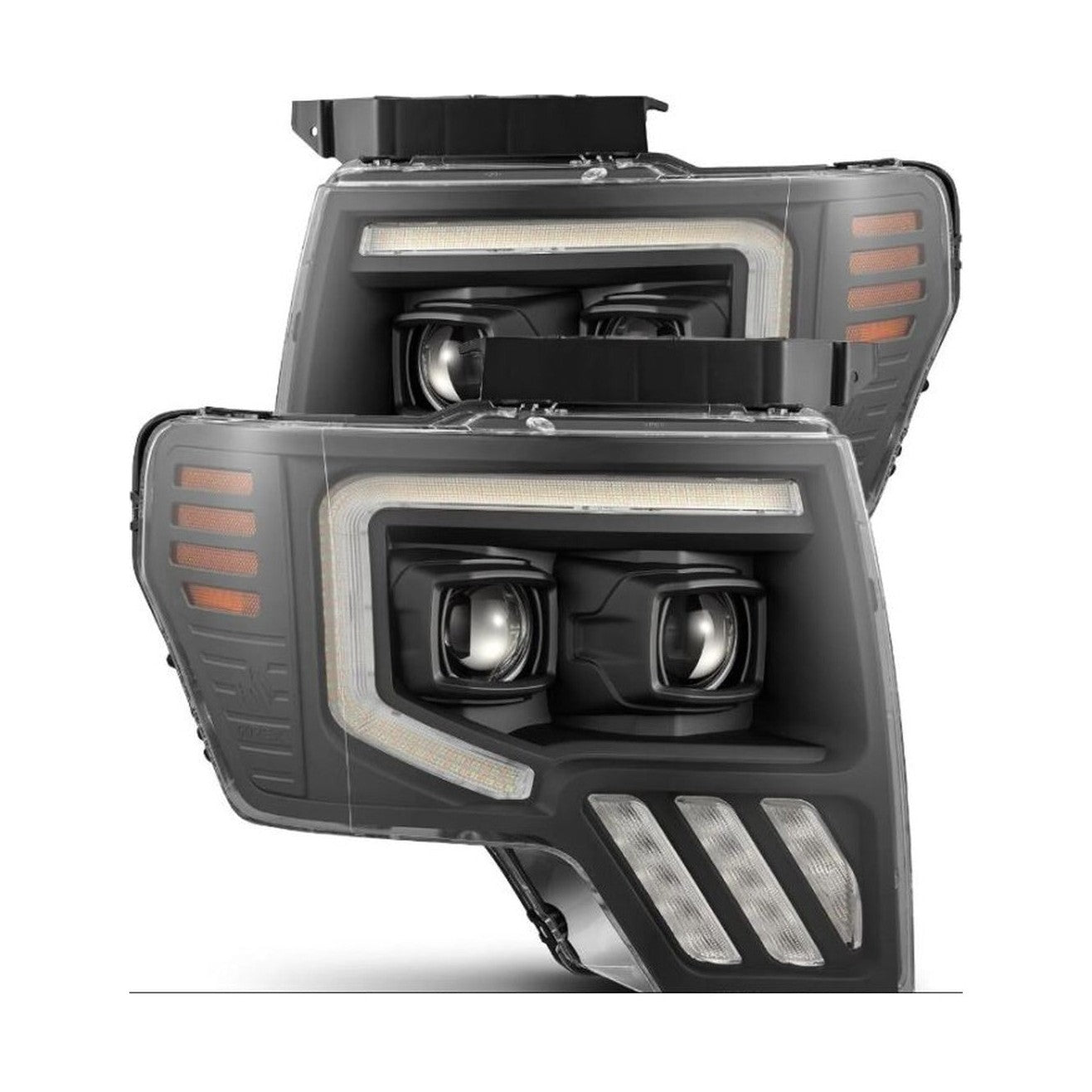 AlphaRex AlphaRex 09-14 Ford F-150 PRO-Series Projector Headlights Plank Style Black w/Activ Light/Seq Signal