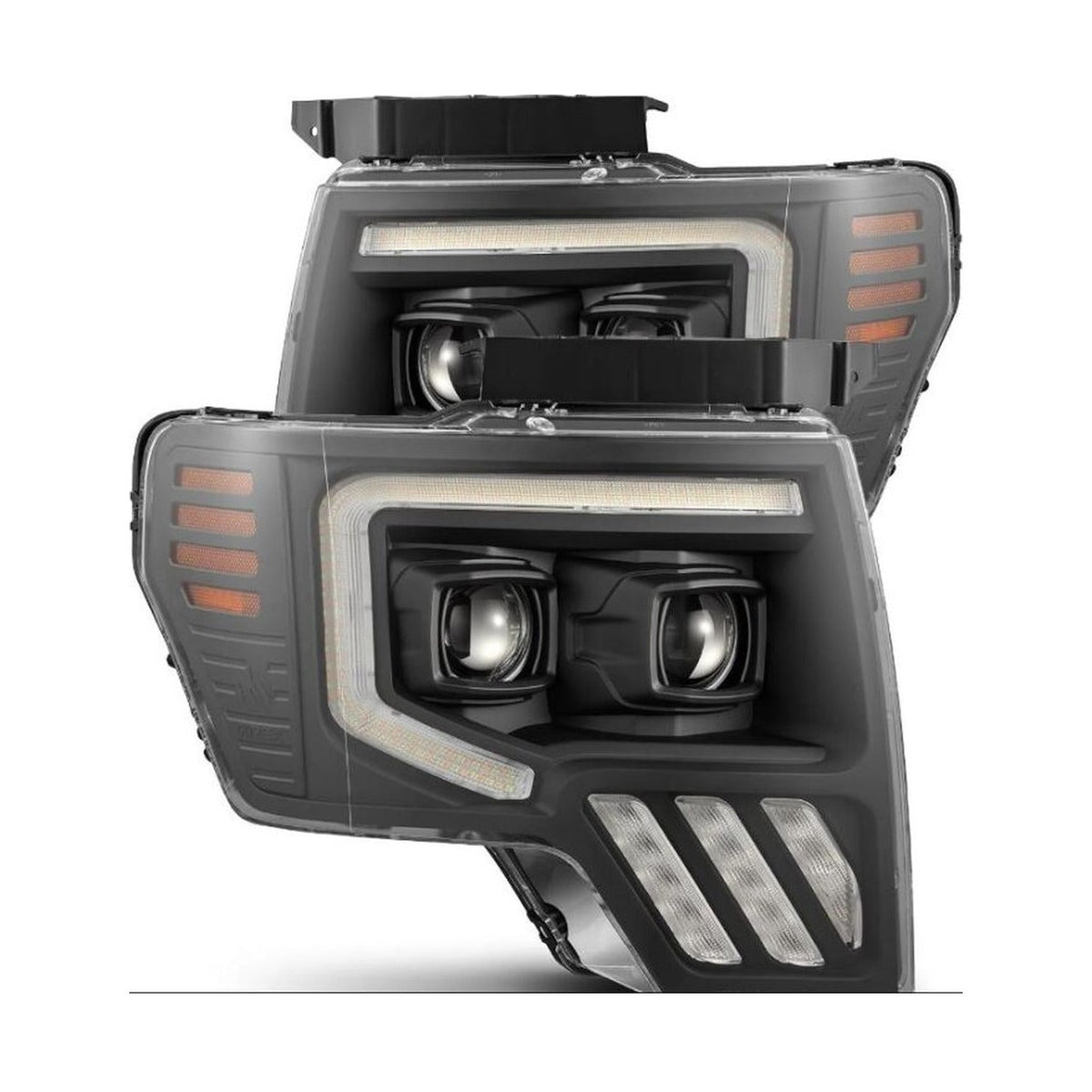 AlphaRex AlphaRex 09-14 Ford F-150 PRO-Series Projector Headlights Plank Style Black w/Activ Light/Seq Signal