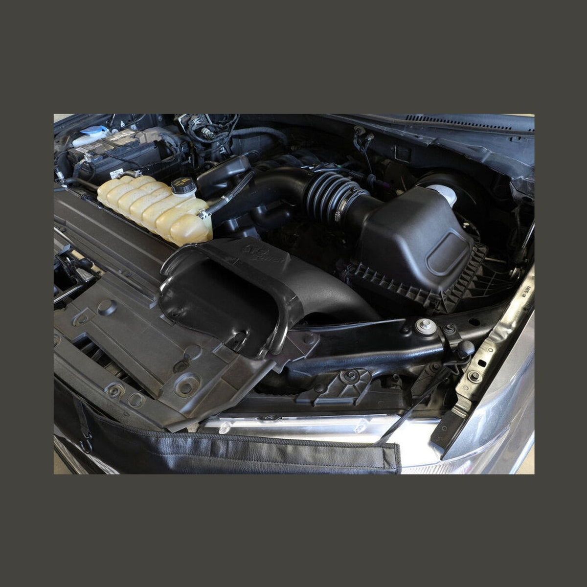 aFe aFe Rapid Induction Dynamic Air Scoop 2021+ Ford F-150V6/V8 - Black, installed