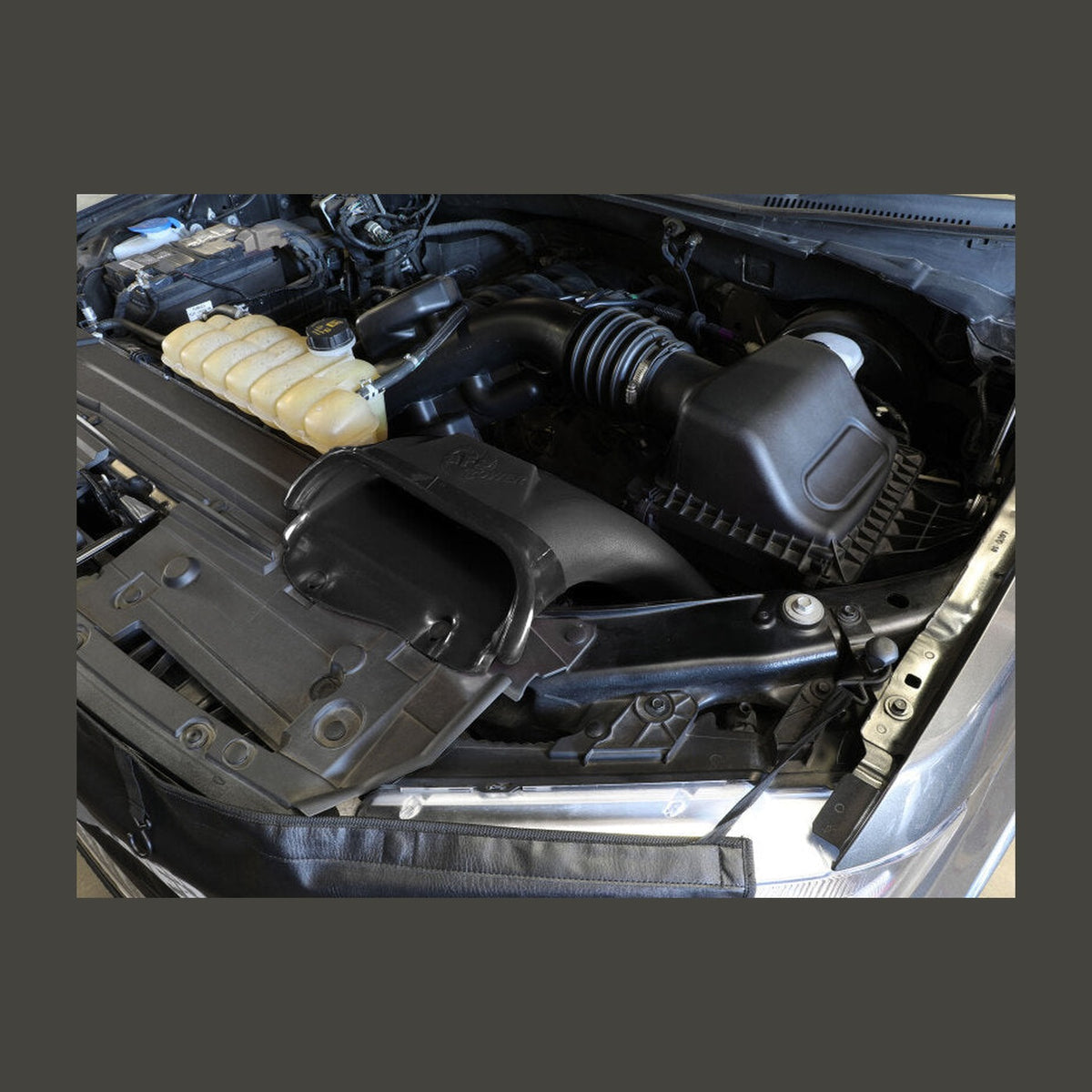 aFe aFe Rapid Induction Dynamic Air Scoop 2021+ Ford F-150V6/V8 - Black, installed
