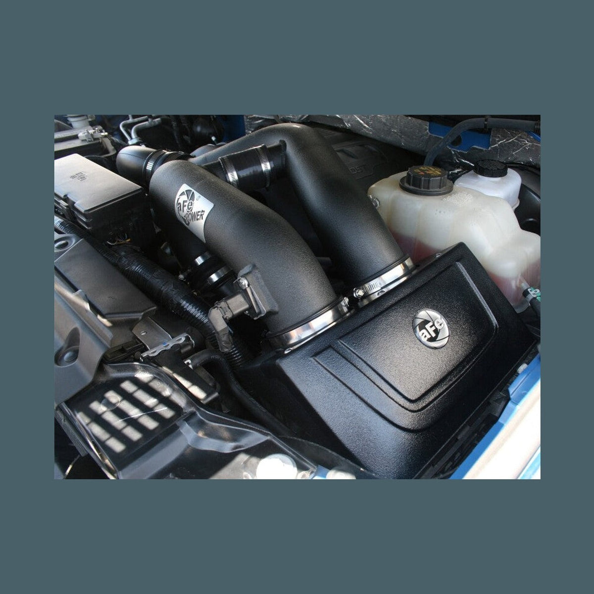 aFe aFe MagnumFORCE Intake System Cover Stage-2 P5R 11-13 Ford F-150 EcoBoost V6-3.5L (tt), installed