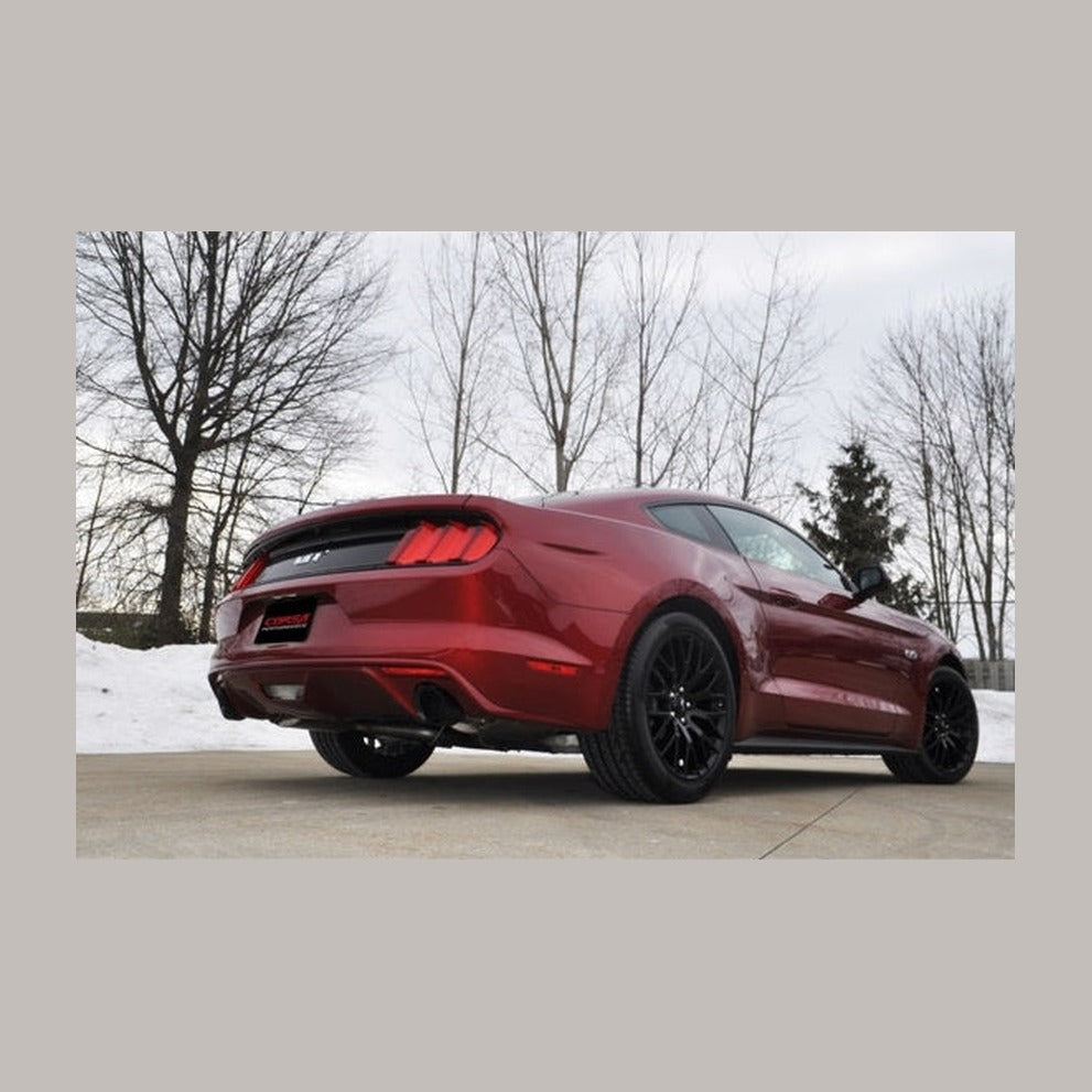 CORSA Performance Corsa 2015-2017 Ford Mustang GT Fastback 5.0 3in Xtreme Cat Back Exhaust w/ Dual Black 4.5in Tips, installed