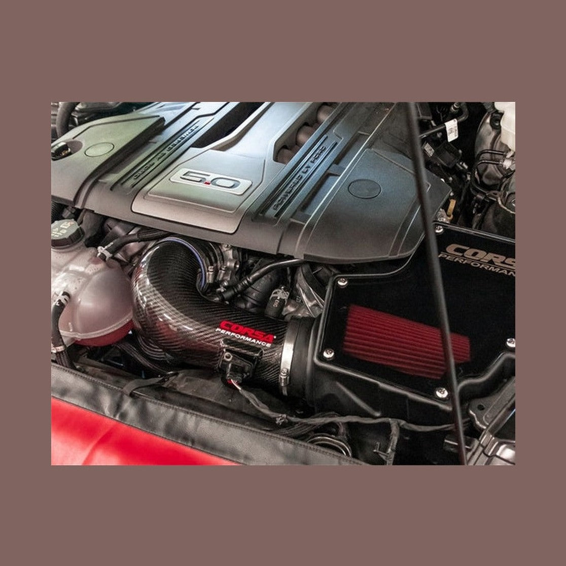 CORSA Performance Corsa 2018-2023 Ford Mustang GT 5.0L V8 Carbon Fiber Air Intake w/ DryTech Filter, installed
