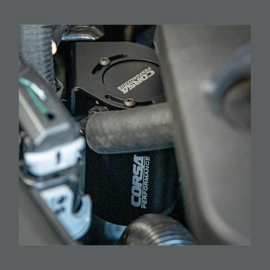 CORSA Performance Corsa 2018-2023 Ford Mustang GT 5.0L V8 Oil Catch Can, installed