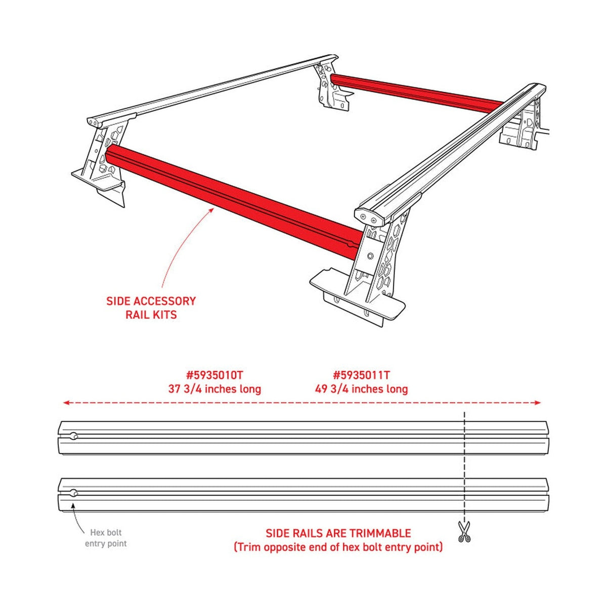 Go Rhino Go Rhino 15-22 Ford F-150 / 07-21 Toy. Tundra XRS Cross Bars Kit - Tex Blk (Attch Tonneau Cvr T-Trk)
