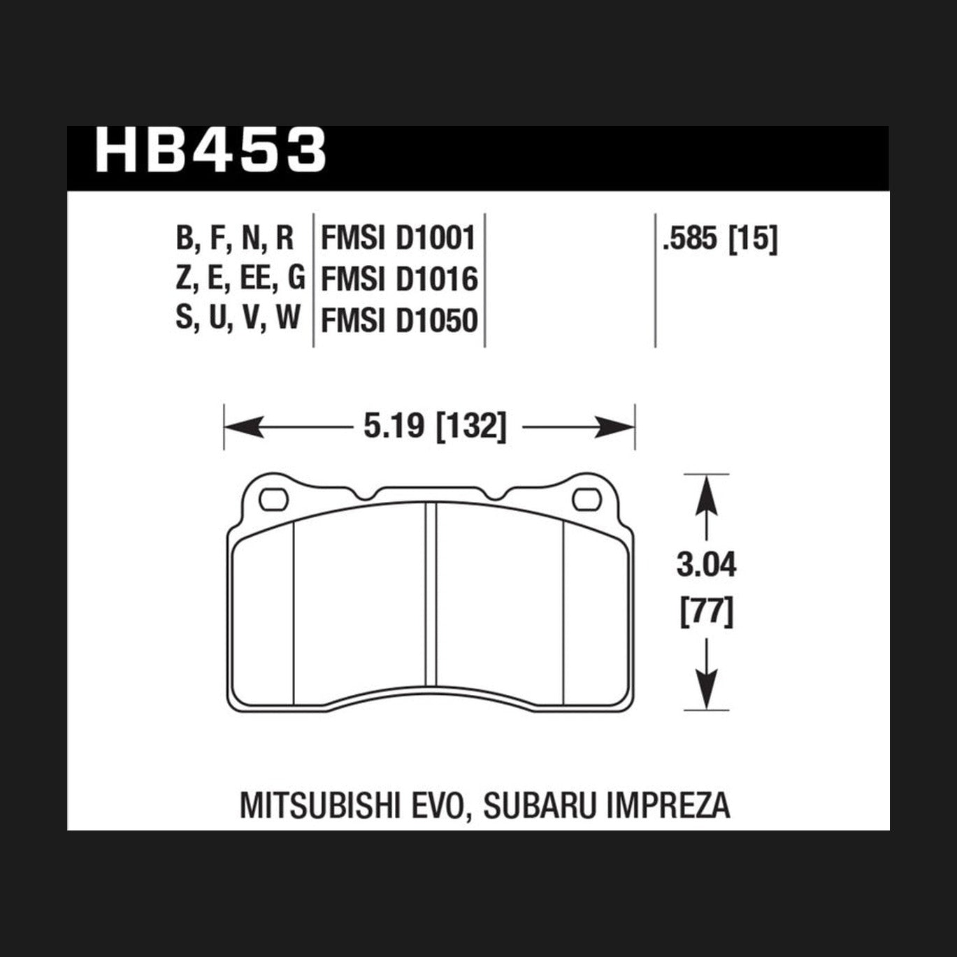 Hawk Performance Hawk DTC-80 04-15 Subaru Impreza WRX/STI, 02-06/08-14 Mitsubishi Lancer Evo Front Brake Pads