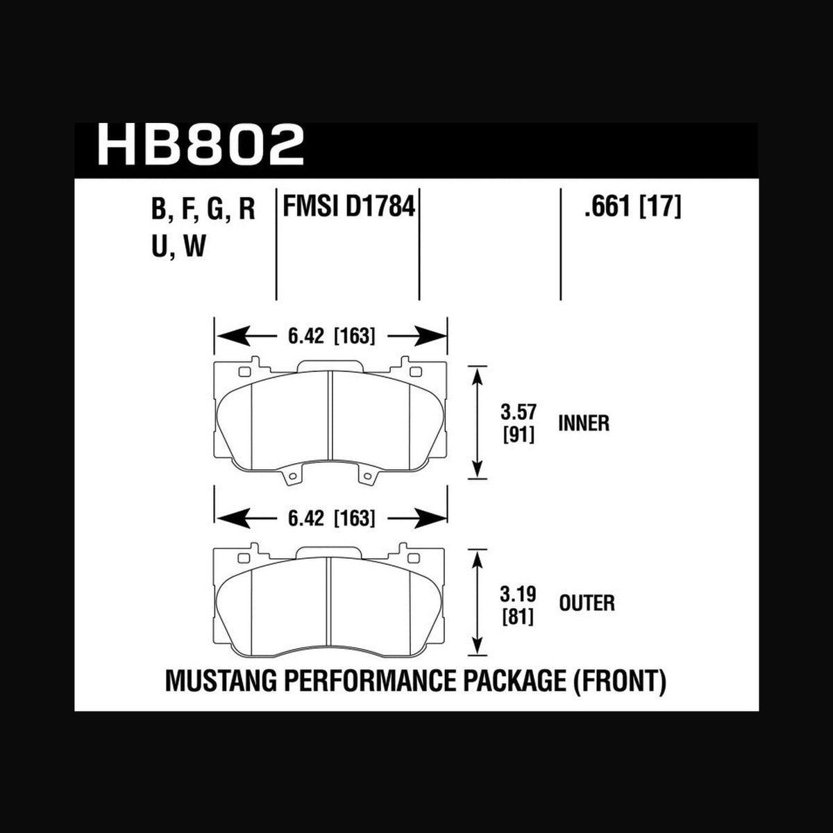 Hawk Performance Hawk 15-17 Ford Mustang Performance Package HPS 5.0 Front Brake Pads