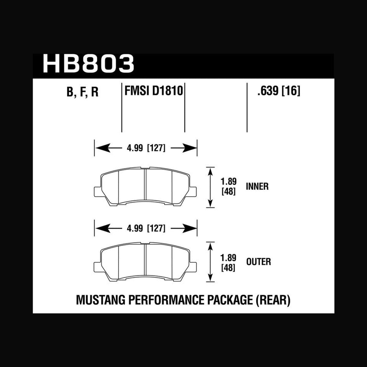 Hawk Performance Hawk 15-17 Ford Mustang Performance Ceramic Rear Brake Pads