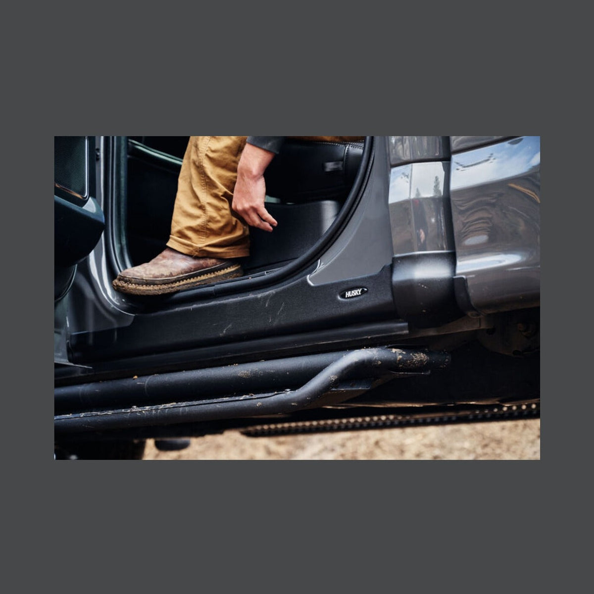 Husky Liners Husky Liners 09-14 Ford F-150 Supercab Trail Armor Rocker Panel & Sill Plate Cover (4pc) - Tex. Blk, installed