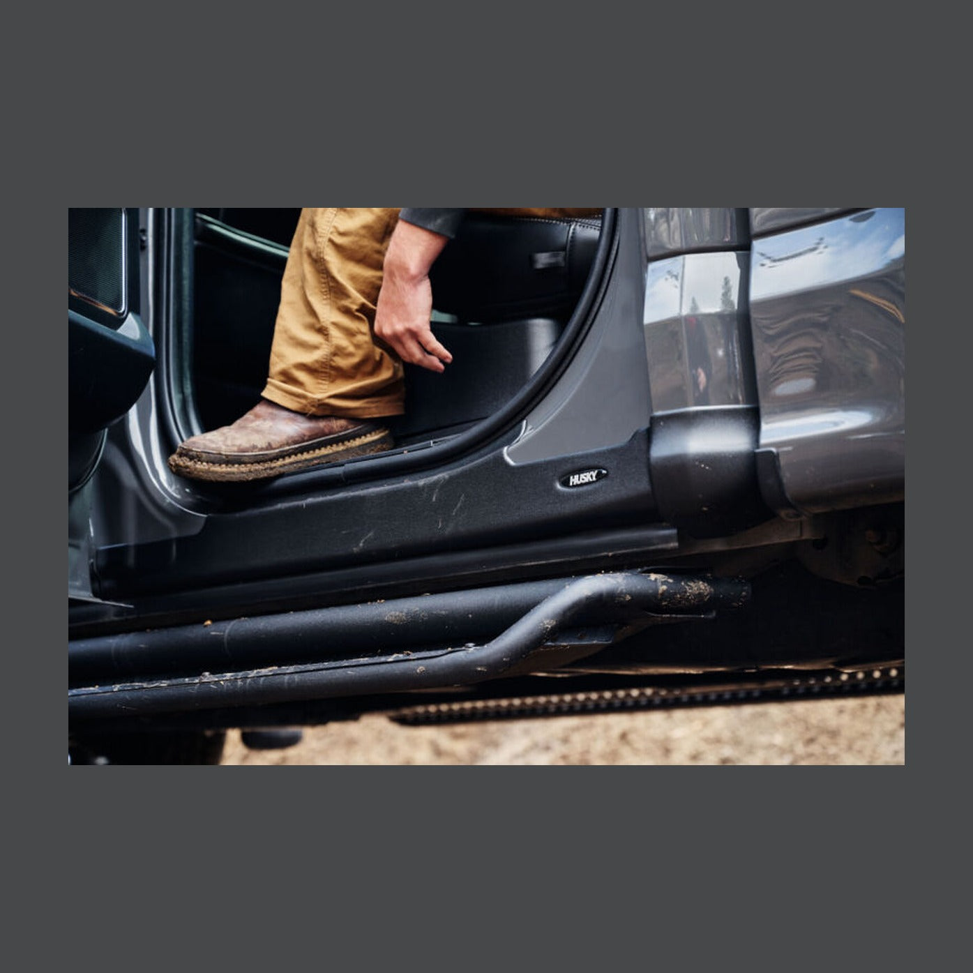 Husky Liners Husky Liners 09-14 Ford F-150 Supercab Trail Armor Rocker Panel & Sill Plate Cover (4pc) - Tex. Blk, installed