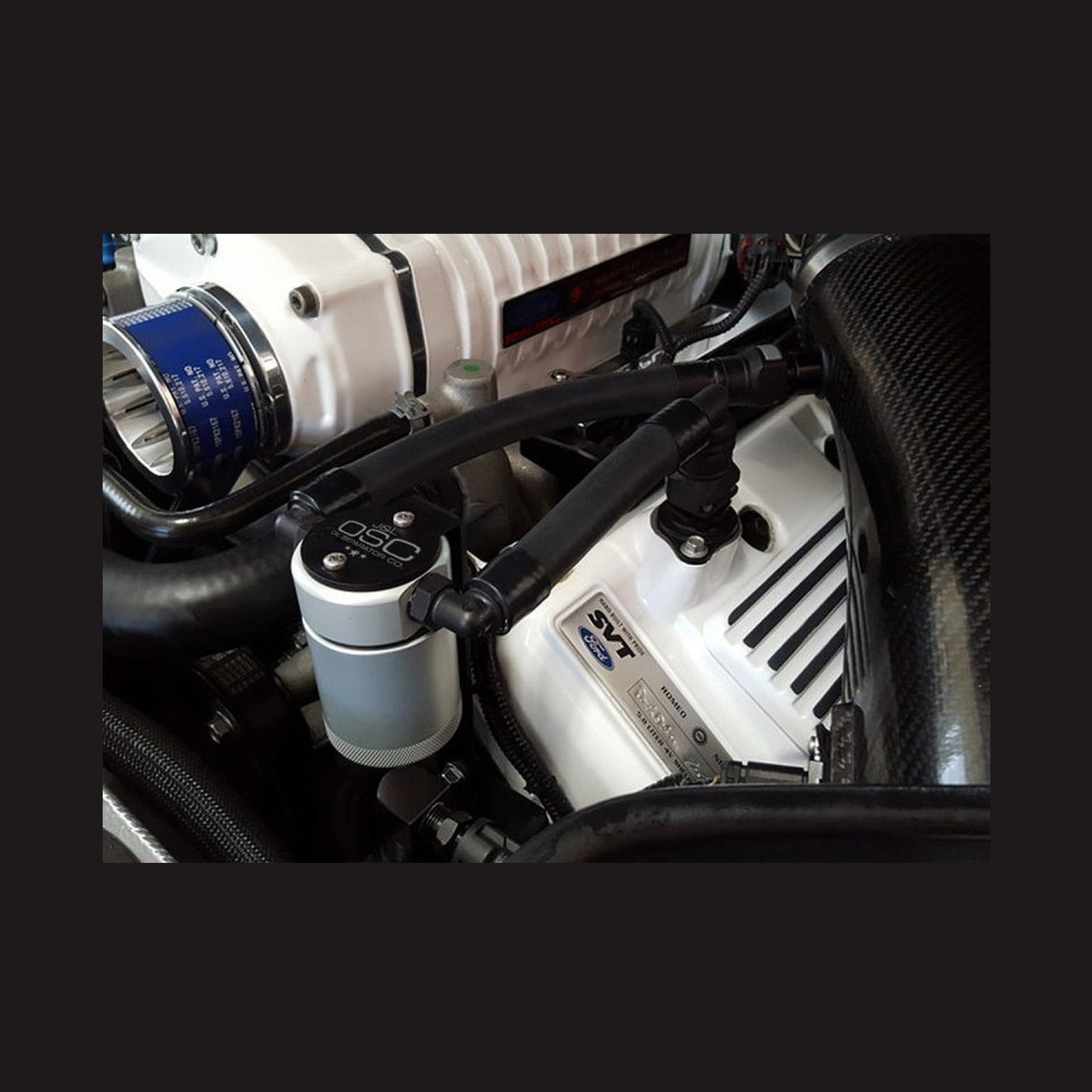 J&L J&L 07-14 Ford Mustang GT500 Driver Side Oil Separator 3.0 - Clear Anodized