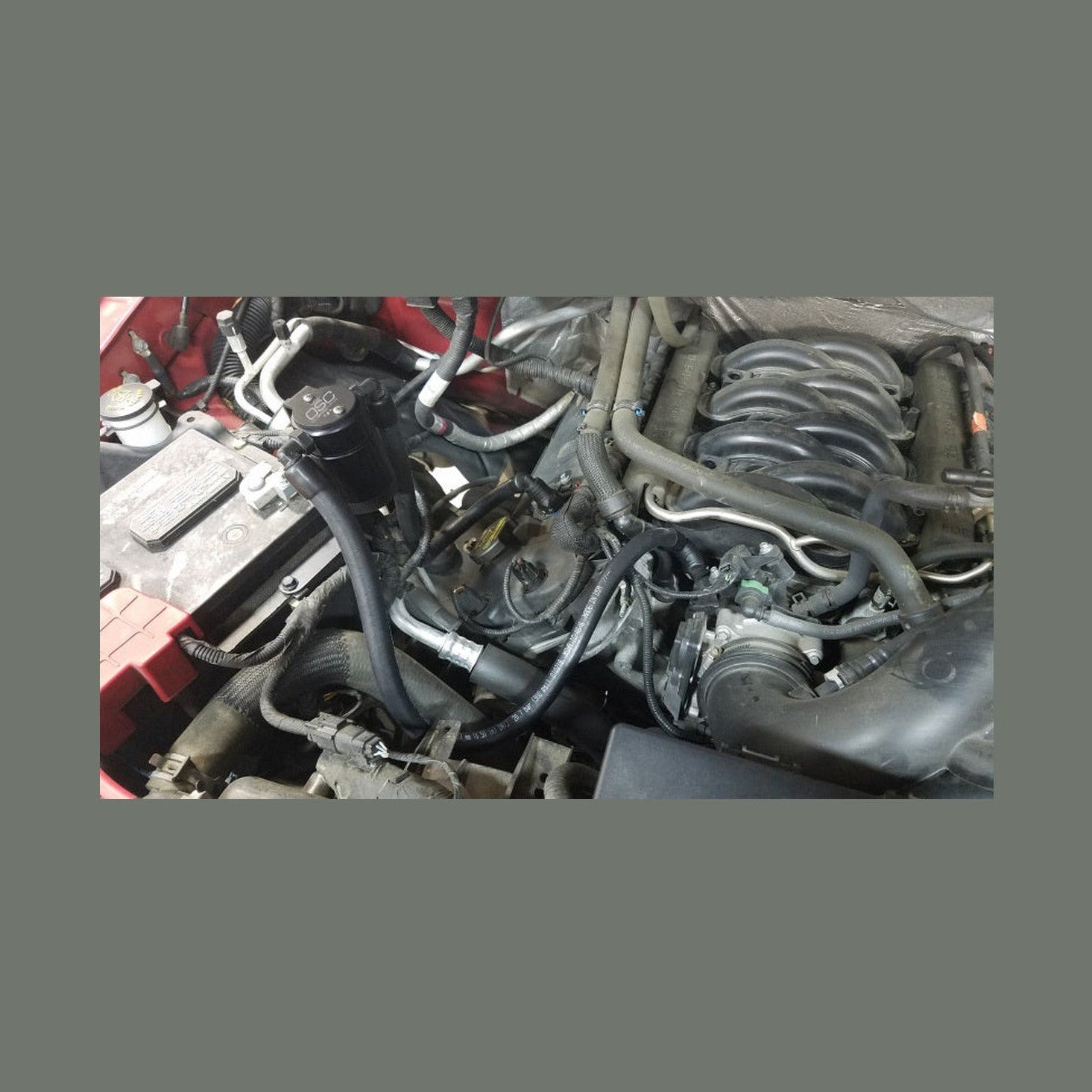 J&L J&L 2011-2025 Ford F-150 2.7L/3.5L/5.0L Passenger Side Oil Separator 3.0 - Black Anodized, installed