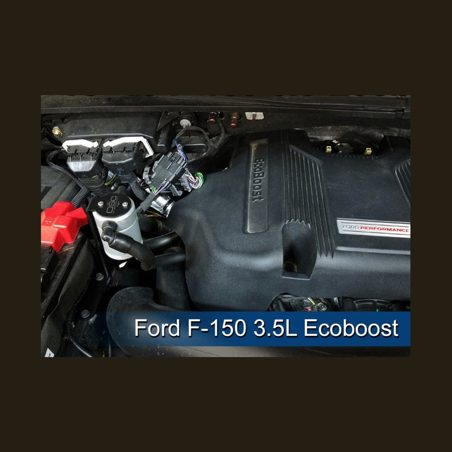 J&L J&L 2011-2025 Ford F-150 2.7L/3.5L/5.0L Passenger Side Oil Separator 3.0 - Clear Anodized, installed