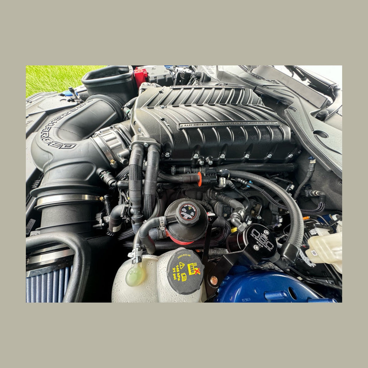 J&L J&L 24+ Ford Mustang 5.0L (w/ Whipple Supercharger) Oil Separator - 3.0 CCV Side Black Anodized, installed