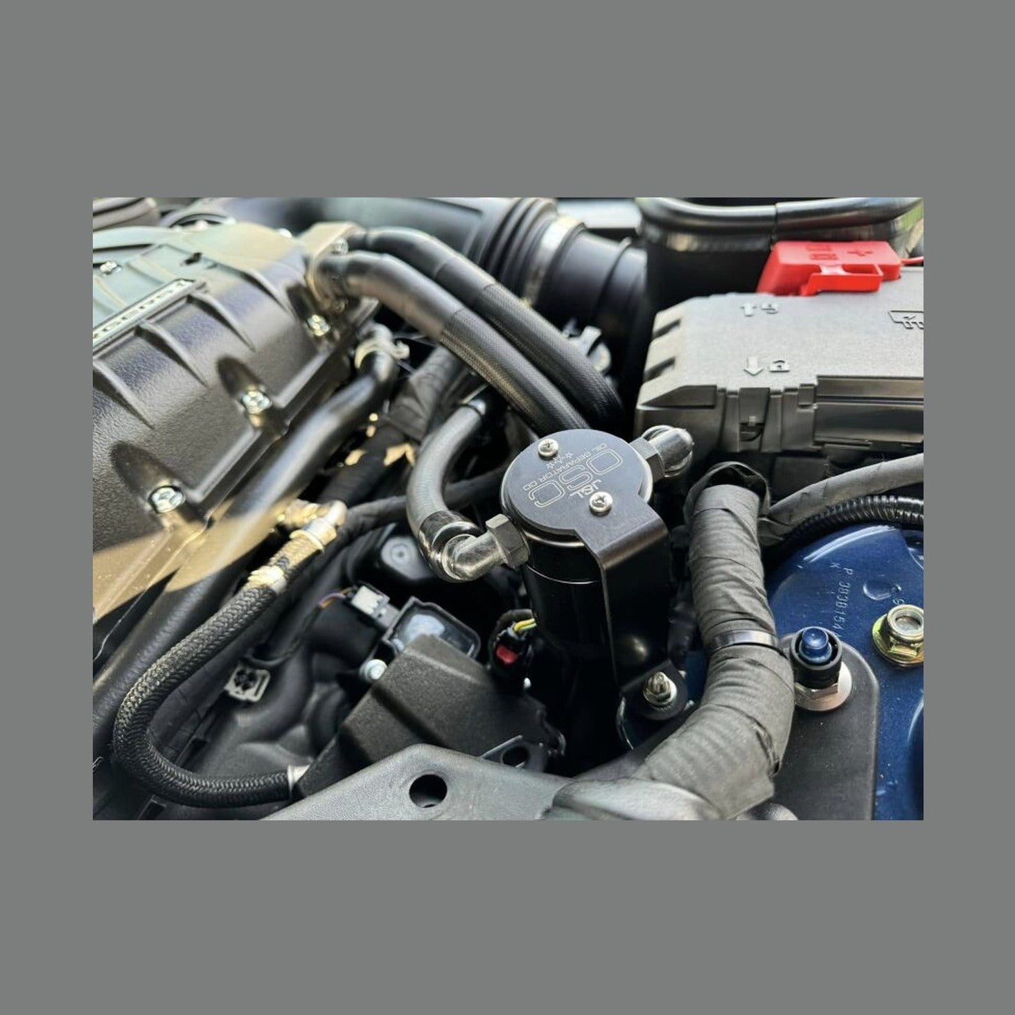 J&L J&L 24-25 Ford Mustang GT w/ Whipple Supercharger Oil Separator 3.0 PCV Side - Black Anodized, installed