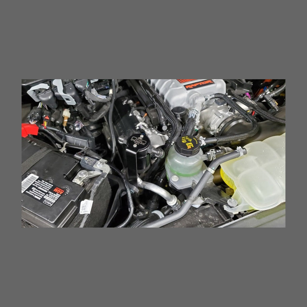 J&L J&L 23-25 Ford F-150 Raptor R Oil Separator 3.0 Passenger Side - Black Anodized, installed