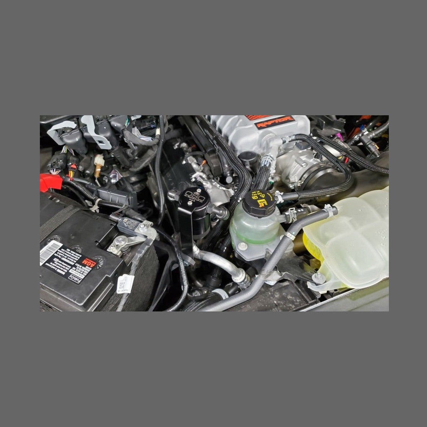 J&L J&L 23-25 Ford F-150 Raptor R Oil Separator 3.0 Passenger Side - Black Anodized, installed