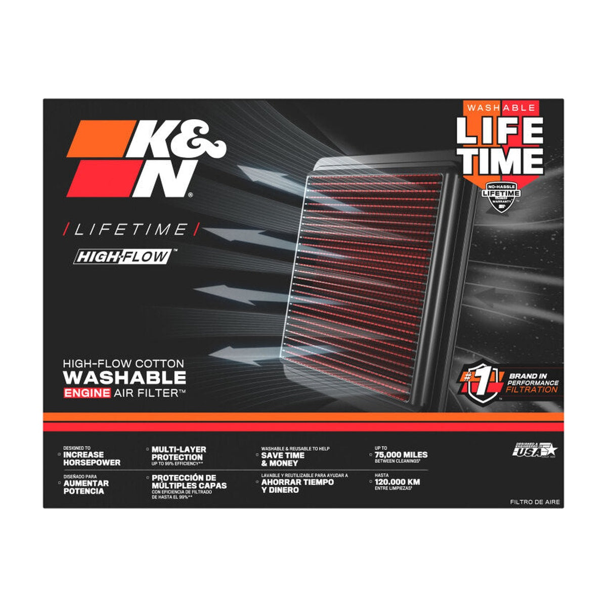 K&N Engineering K&N 10 Ford Mustang GT 4.6L-V8 Drop In Air Filter