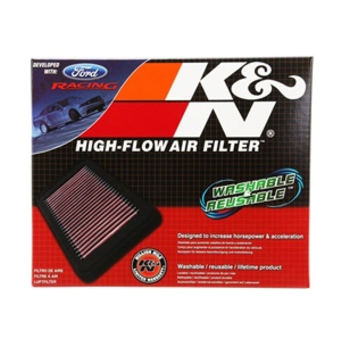 K&N Engineering K&N 10 Ford Mustang GT 4.6L-V8 Drop In Air Filter