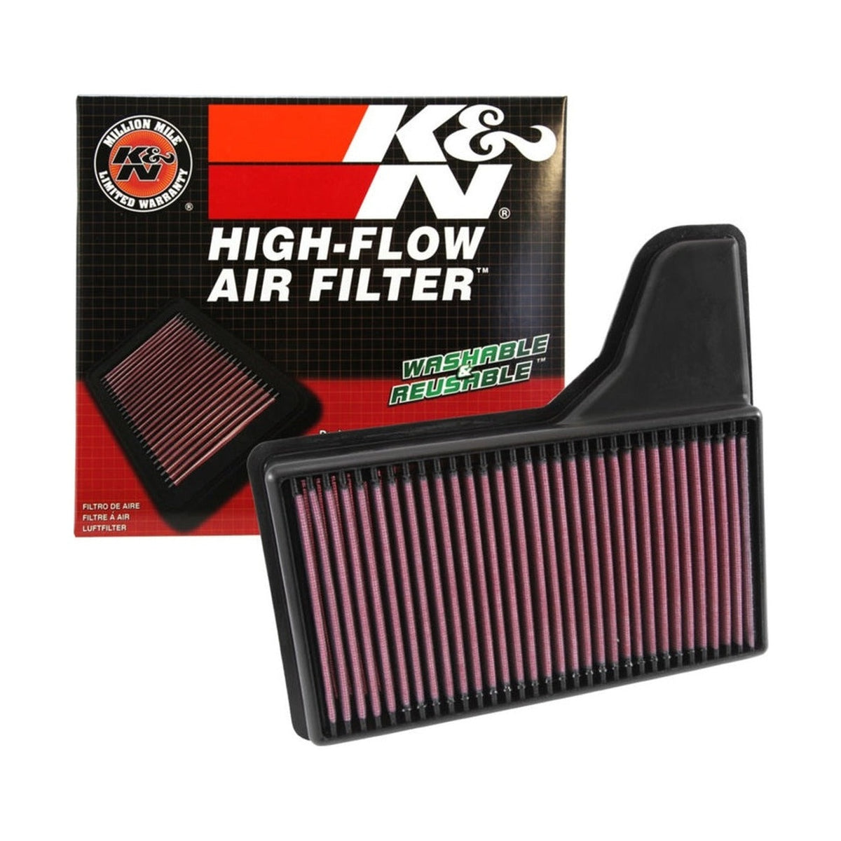 K&N Engineering K&N Replacement Panel Air Filter for 2015 Ford Mustang 2.3L L4/3.7L V6/5.0L V8