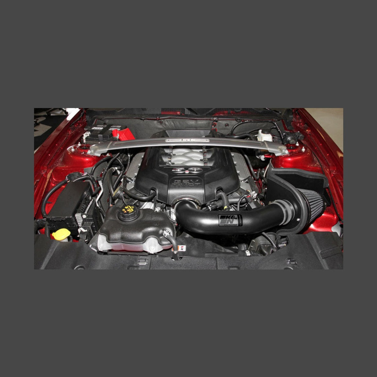 K&N Engineering K&N 11-14 Ford Mustang GT 5.0L V8 Black Performance Intake Kit, installed