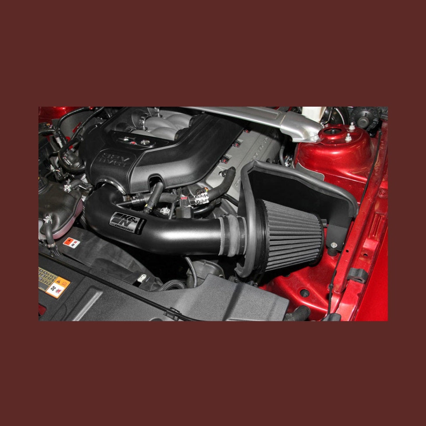 K&N Engineering K&N 11-14 Ford Mustang GT 5.0L V8 Black Performance Intake Kit, installed