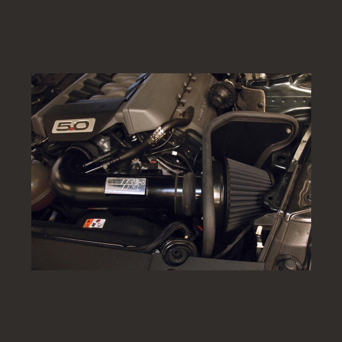 K&N Engineering K&N 2015 Ford Mustang GT 5.0L V8 Black Performance Intake Kit, installed